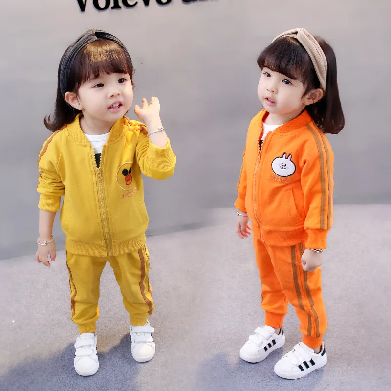 

Small Girls Spring And Autumn Jacket Suits 2017 New Style CHILDREN'S Suit Baby Girls Fresh Two-Piece Set Fashion