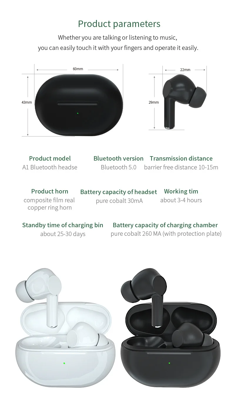 For IPhone Samsung Xiaomi A1 TWS Mini Wireless Headphones Bluetooth 5 0 Earphone Air Earbuds Handsfree Headset With Charging Box