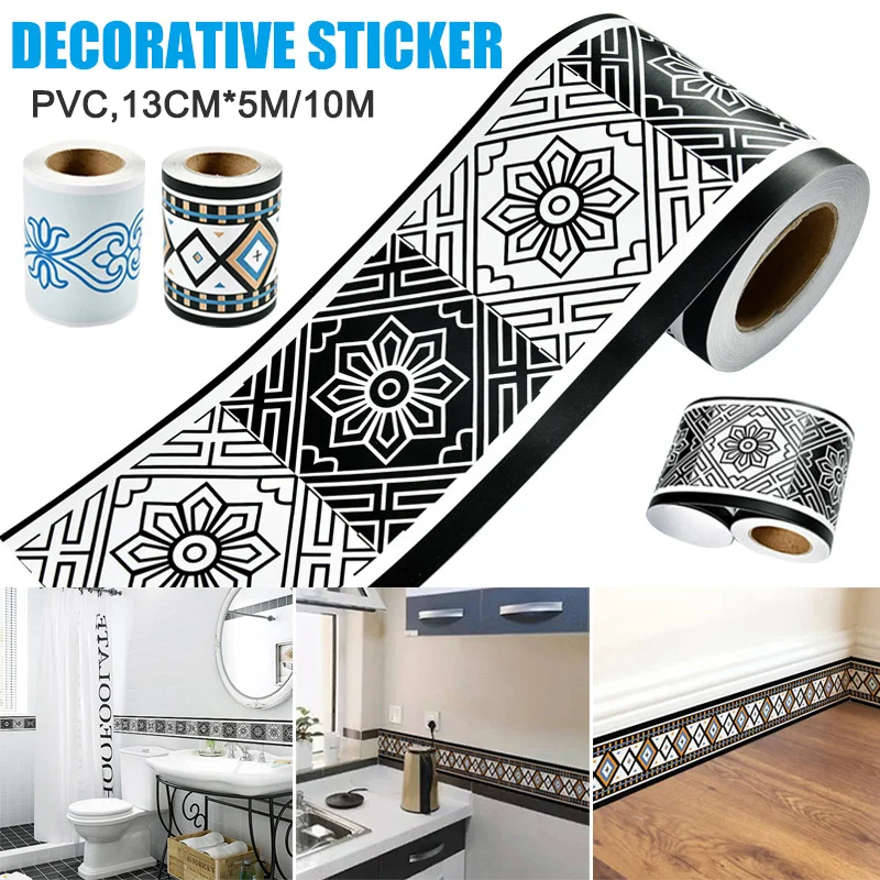 

High Mirror Wall Stickers DIY 3D PVC Self-Adhesive Border Skirting Ceiling Stickers Wall Mural Waterproof UEJ