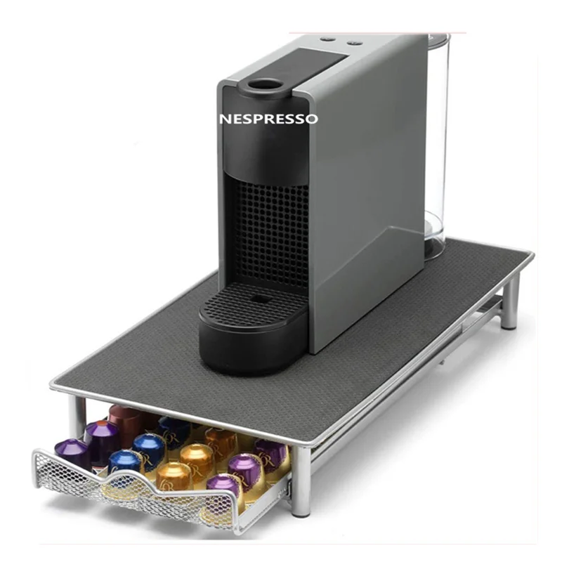 40 Pcs Coffee Capsules Holder For Nespresso Organizer Metal Stand Practical Coffee Pod Holder Storage Drawer Capsules Rack