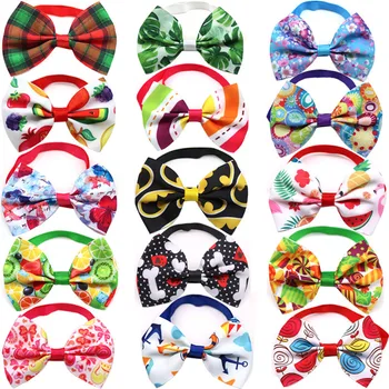 

30/50pcs Pet Dog Bow Ties Summer Fruit Plant Bone Pattern Style Dog Bowties Doggy Neckties Dog Grooming Bows Pet Accessories