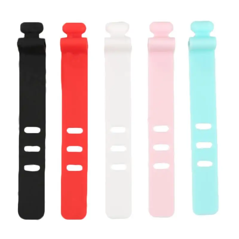 1pcs Data Cable Tie Silicone Clamp Hook Loop Wiring Harness Fastener Marker Straps Power cable Management wire Winder | Электроника