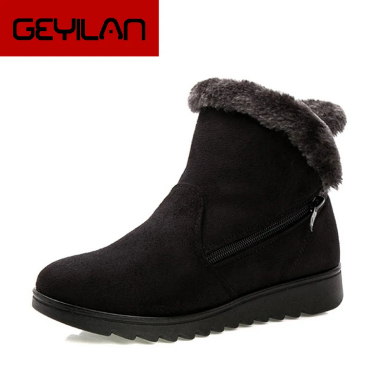 

Winter Women Ankle Boots Hot Snow Boots 2018 Zip Mother Warm Shoes Fur Female Platform Winter Boots Botas Mujer Black H155