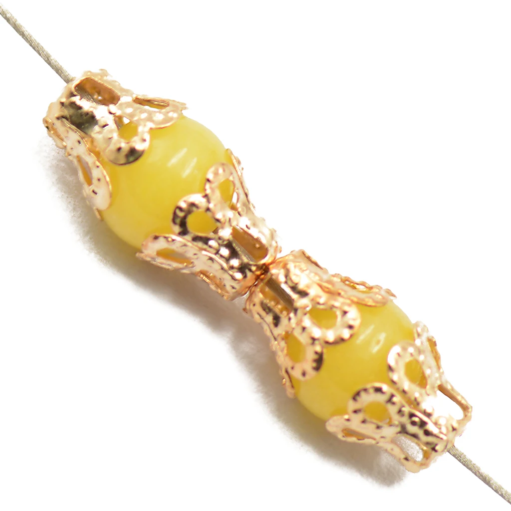 50Pcs Gold Tone Metal Crown Flower Bead Caps for Jewelry Making Supplies 5x6mm