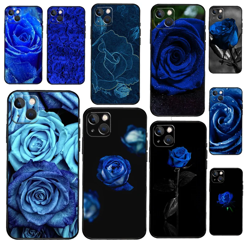Custodia Per Telefono Blue Rose Art Per Iphone 13 12 11 14 15 Pro Xs Max Xr X Silicone Per Iphone 12 Mini 7 8 Plus Cover