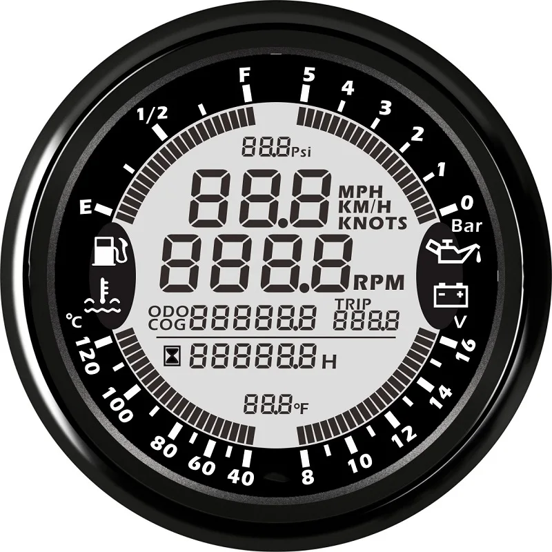 85 мм 6 в 1 многофункциональные Автомобильные приборы gps Спидометр Тахометр уровень топлива вольтметр воды температура давление масла 5 бар - Цвет: 12V-BN