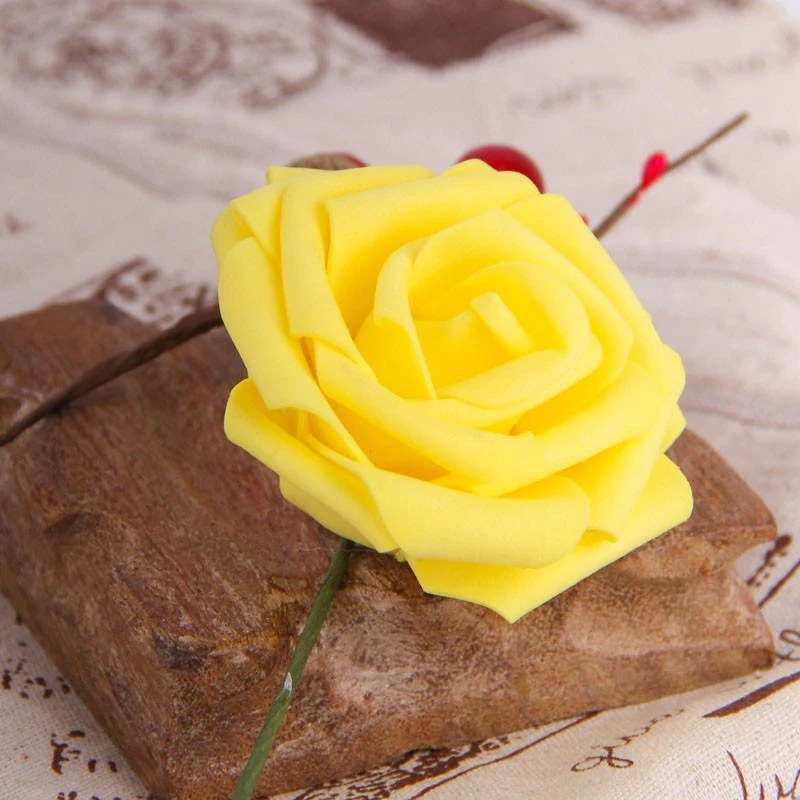 20 шт, диаметр 7 см, искусственные поролоновые розы для дома и свадьбы, украшения, цветочные головки, целующиеся шары для свадьбы, разные цвета - Цвет: Yellow