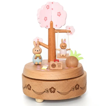 

Pink Cherry Blossom Bunny Music Box Birthday Gift Music Box for Students Christmas Present