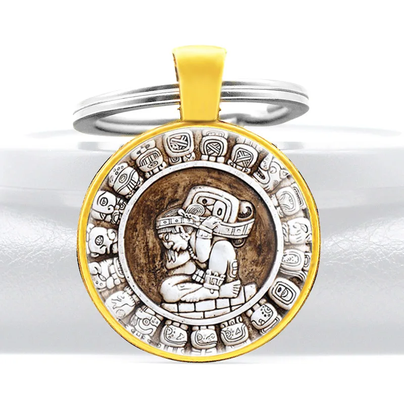 Mysterious Calendar Of The Maya Tribe Design Glass Dome Pendant Keychains