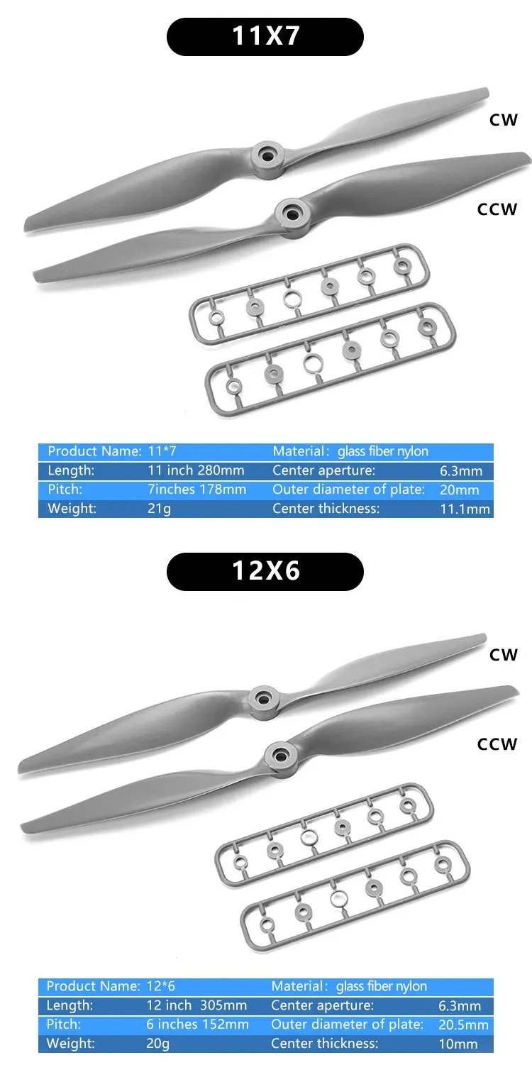 5PCS AEO New APC Nylon Glass Fiber Electric Propeller - 7X5 8X6 9X6 10X7 11X7 12X6 13X6.5 14X7 Prop For RC Airplane APC 11