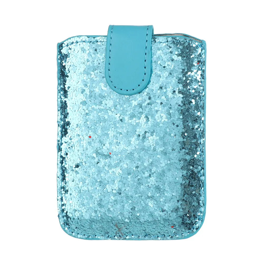 1PC RFID Blocking Credit Card Holder 5 Pull Sequins Card Sleeve Case Adhesive Sticker Universal Sequins Cell Phone Wallet Case - Цвет: Синий