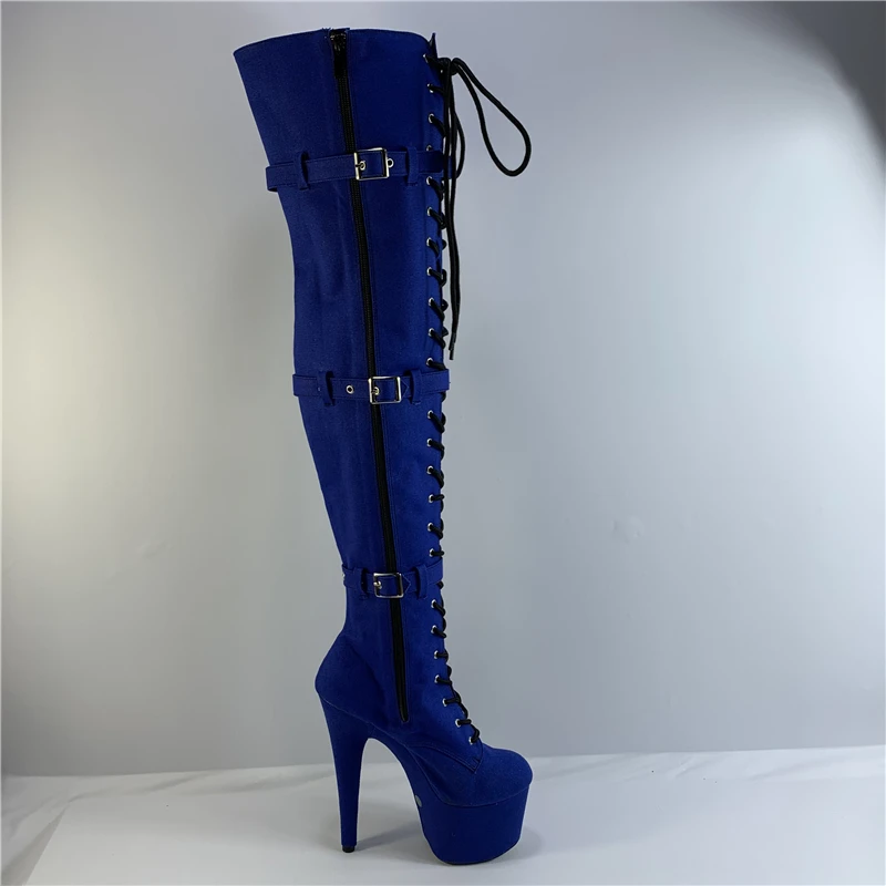 7-inch wild performance shoes, knee-high pole dancing boots with three belts, and shoes for ladies COSplay