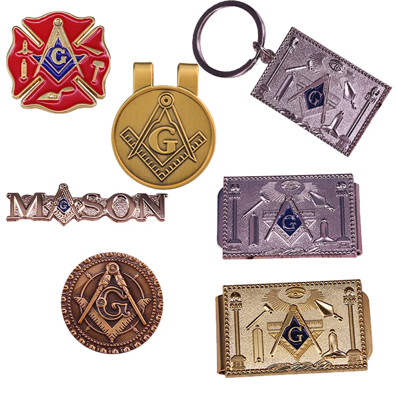 Masonic Compasses Freemason Mason badge Pin Money Clip metal Wallet Keyring keychain Collection | Украшения и аксессуары
