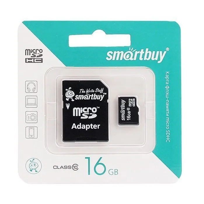 Карта флэш-памяти MicroSD 16 Гб Smart Buy +SD адаптер (class 10) UHS-1 | Компьютеры и офис