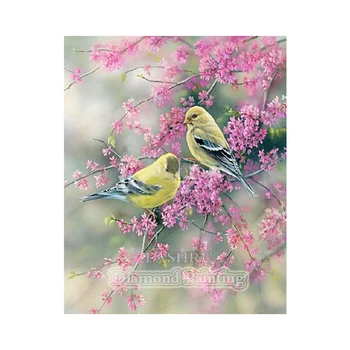 

EASHRU Two Birds Love Flower 5D Diamond Painting Cross Stitch Full Square Drill Diamond Embroidery Needlework Home Decor PT4790