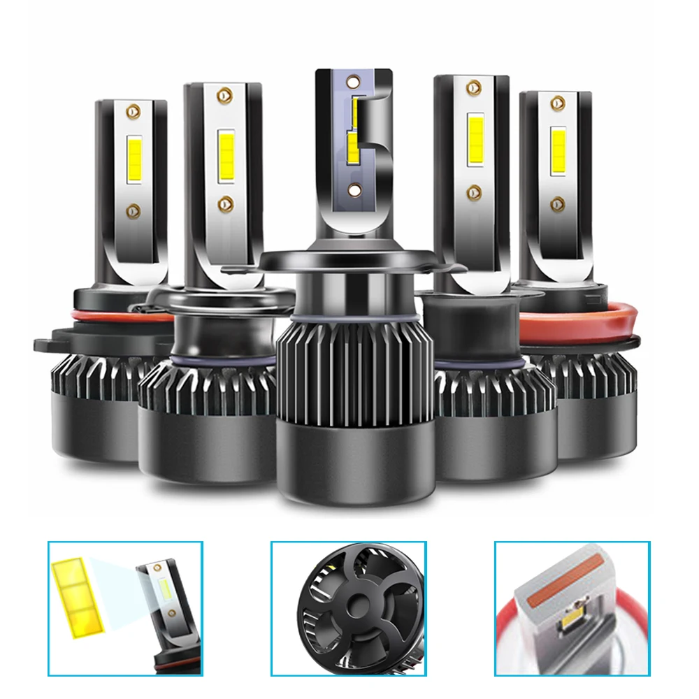 Автомобильные фары H7 LED 9005HB3/9006HB4/H8/H9/H11 H4 Фары H1 Противотуманные 6000K белый 10000LM