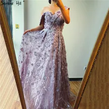 Фиолетовые сексуальные платья для выпускного вечера с v-образным вырезом и кристаллами,, Дубай, без рукавов, трапециевидные платья, длинные платья Serene Хилл DLA70238