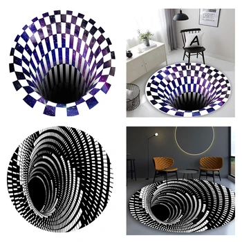 

3D Round Illusion Pattern Anti-slip Carpet Floor Mat Door Mat Rug 2 Sizes