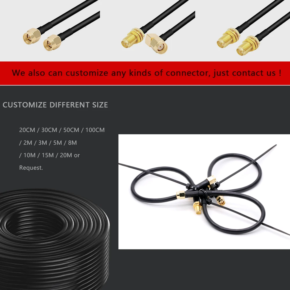 1PC N Male to SMA Female High Frequency RF Coaxial RG58 Cable 50ohm WiFi Antenna Extension Cable Connector Adapter Pigtail