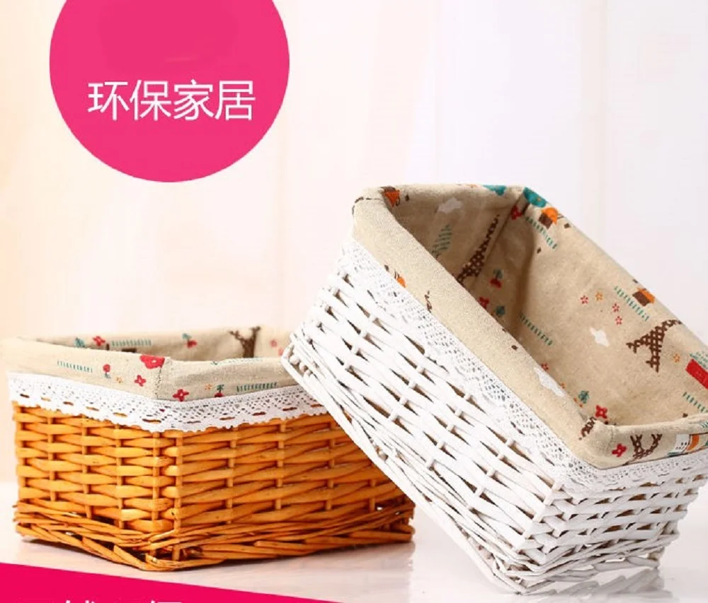 

New Wicker Storage Basket Box Rattan Straw Makeup Organizer Hamper for Cosmetics Jewelry Underwear Bra Toys Snack Fruit Sundries