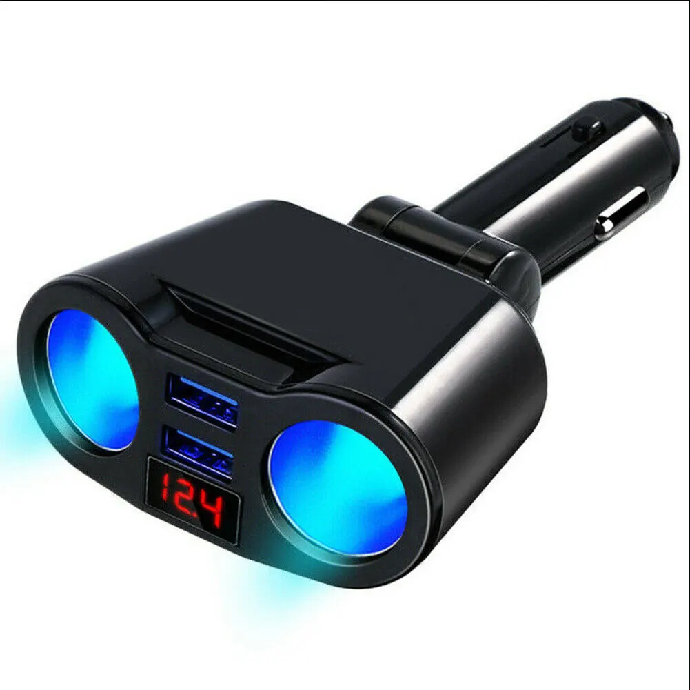 ABS Портативный Dual USB многофункциональный мульти разъем планшет светодиодный Дисплей универсальные аксессуары телефона автомобиля Зарядное устройство вращающийся 12 V-24 V