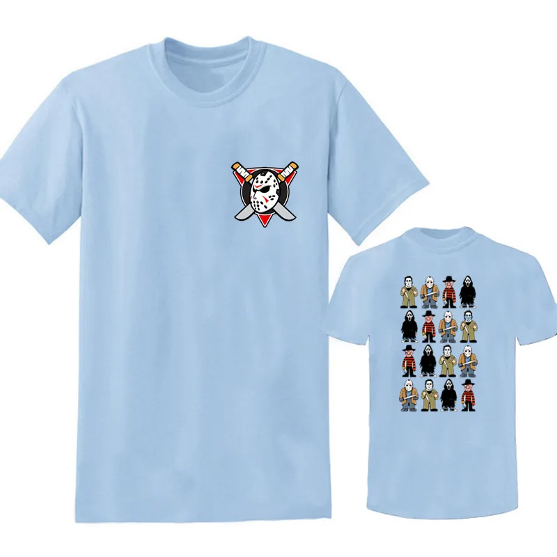 Джейсон T-shirts100 % хлопок Футболка пятница 13th ужасов спереди и сзади дизайн