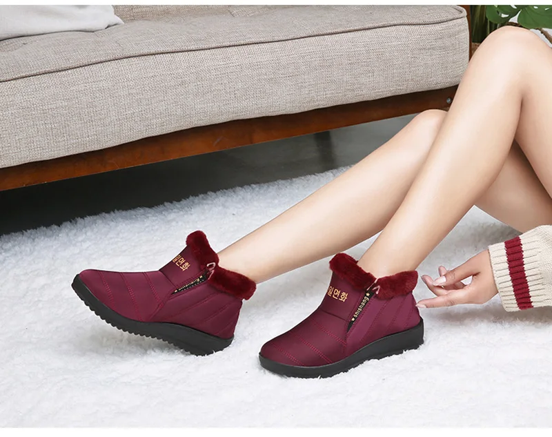 Водонепроницаемые зимние сапоги; женская зимняя обувь; Теплая обувь на 30 градусов ниже нуля; женские зимние сапоги; мягкая женская обувь; цвет черный, красный; A1776