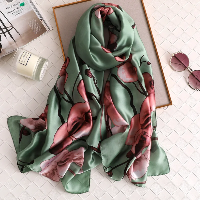 

KOI LEAPING new summer woman fashion scarves flowers printing long scarf scarves headscarf hot popular mature girl gift