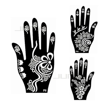 

2pcs 1Pair Large Henna Hand Tattoo Stencils Flower Glitter Airbrush Indian Henna Tattoo Templates Stencil Hand Painting 21*12cm