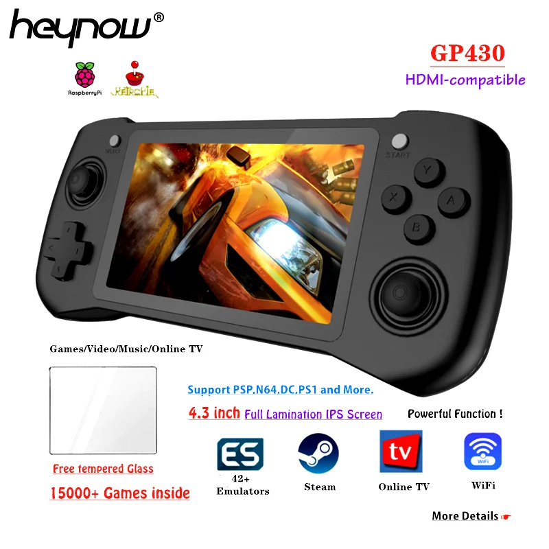 Heynow Raspberry Pi Cm 3l Gp430 Retro Game Console 4 3 Ips Retropie Os Wifi Tv Hd Output Online Tv Video Game Player For N64 Dc Handheld Game Players Aliexpress