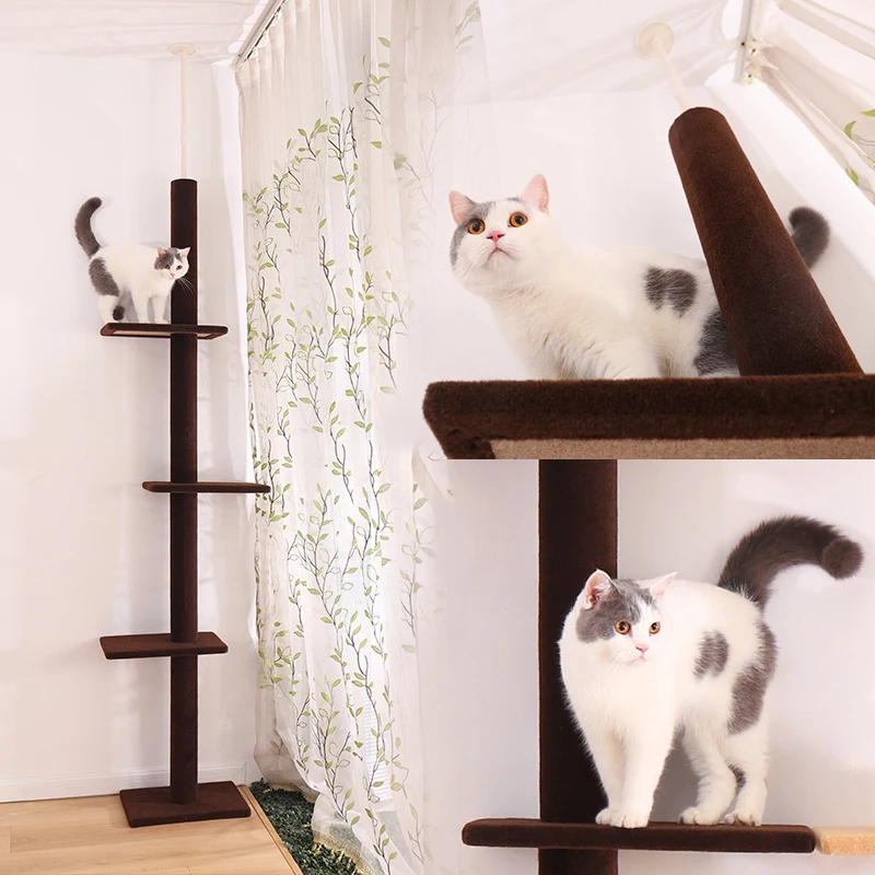 Domestic Delivery Height 238-286cm Pet Cat Tree Condo Scratcher Adjustable Scratching Climbing Tree Cat Toy Protecting Furniture