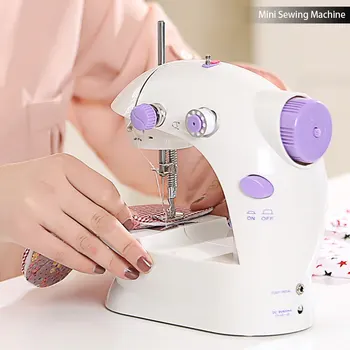

Mini Handheld Portable Sewing Machine Stitch Dual Speed Adjustment with Light Foot Sew needlework Electrec Sewing Machine