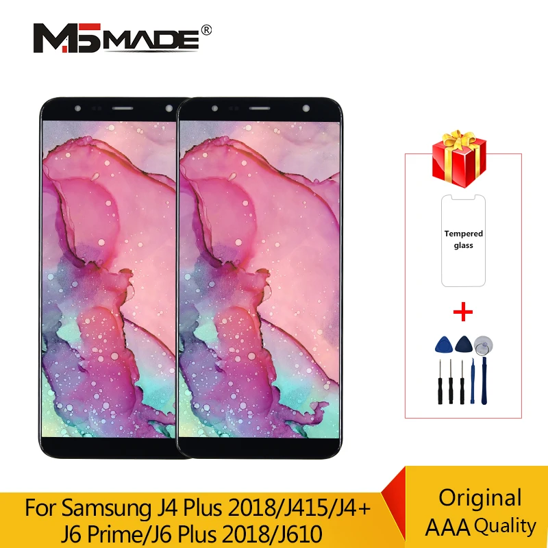 Скидка J610 Оригинальный Для samsung Galaxy J415 J4 Plus J4 + 2018 J410 font b lcd b font сенсорный экран для J6 Prime J6 Plus 2018 J610 дисплей дигитайзер