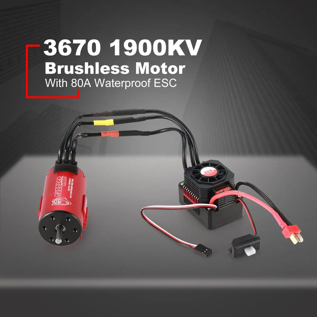 SURPASSHOBBY KK 3670 1900KV бесщеточный двигатель с 80A водонепроницаемый ESC для 2S 1:8 гоночный Дрифт модель автомобиля с радиатором
