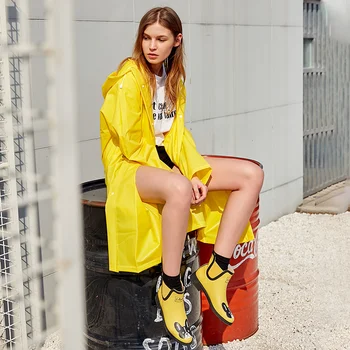 

Waterproof Nylon Raincoat Women Transparent Ladies Hooded Raincoat Overall Stylish Regenpak Dames Plastic Trench Coat KK60YY