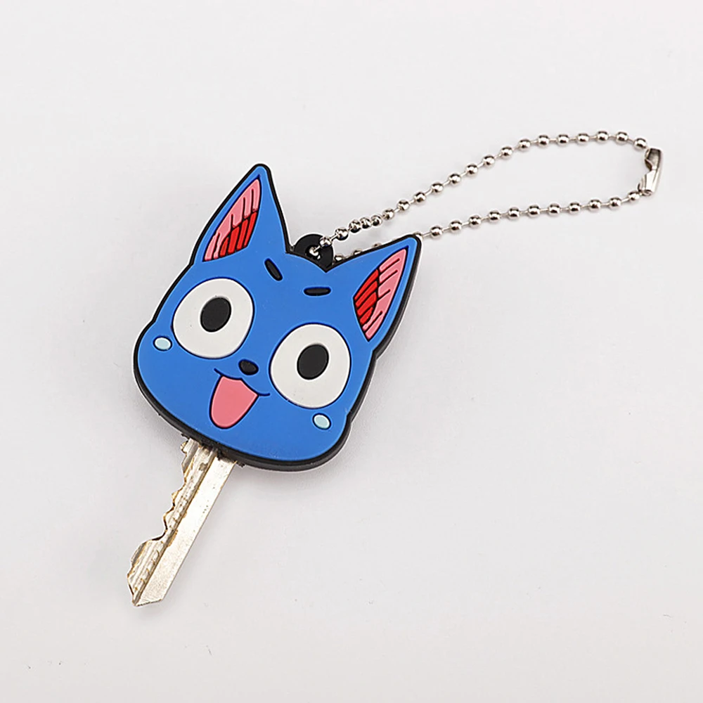 Cartoon Key Cover Small LED Lamp Soft Silicone Protective Case Key Control Dust Cover Holder Chain Pendant
