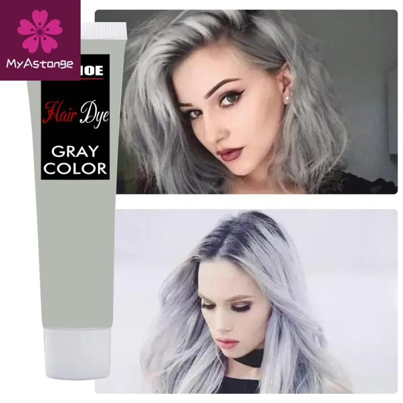 EELHOE 100ml Hair Color Cream Unisex Smoky Gray Punk Style Light Grey Silver Hair Dye DIY Hair