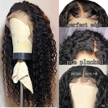 

Curly Human Hair Wig Pre Plucked Lace Front WigBrazilian Remy 13x4 Lace Front Human Hair150%