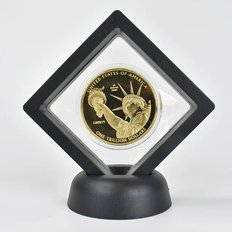 gold black case Позолоченные USD 1 триллиона долларов металлические монеты с указанием чехол черная бархатная Подарочная коробка для коллекции - Цвет: gold black case