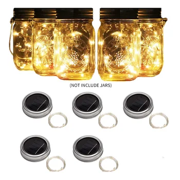 

5PCS Mason Jar Lid Lamp LED Fairy Christmas Light Solar Christmas decoration Night Light For Outdoor garlands Holiday lighting