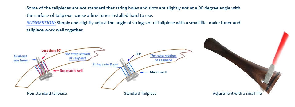 New Patent, STRADPET Dual-use Titanium Fine Tuner for Loop-end & Ball-end Strings, for Violin & viola
