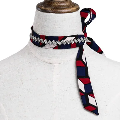 Светло-желтый цвет Scarf Trendy Crystal Inserted Neck Chocker Sexy Chic Hip Hop Young Pop Necklace Harajuku Korean Tai Nira Similar Necklace - Окраска металла: Светло-желтый цвет
