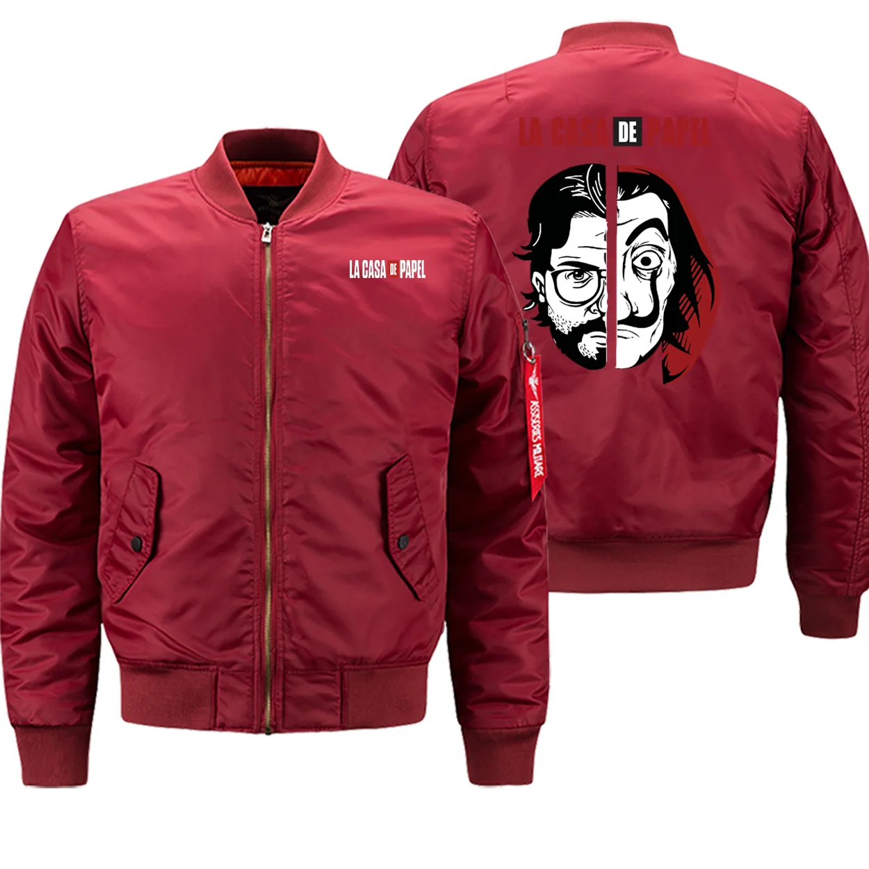 La Casa De Papel куртка мужская брендовая одежда осень зима плотное пальто на молнии хип-хоп Уличная верхняя одежда мотоциклетная куртка-бомбер