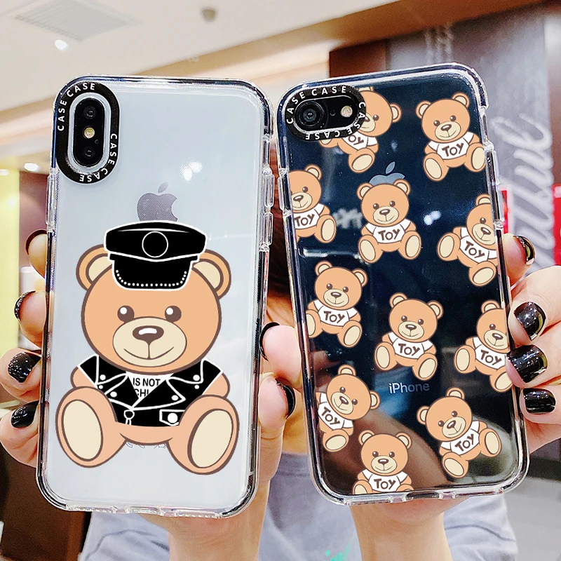 Популярный итальянский чехол для телефона с медведем iPhone 11 Pro X XR Xs Max 8 7 Plus мягкий