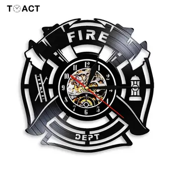 

Firefighter Vinyl Record Wall Clock Fire & Rescue Fire Dept Sign Decoration Wall Clock Firemen Decor Clock Watch reloj de pared
