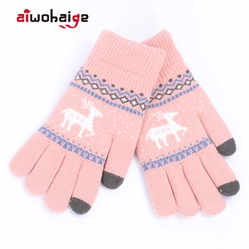 

2019 new gloves cute knitted mittens gloves for touch screens long gloves women's wholesale sport unisex popular personalized