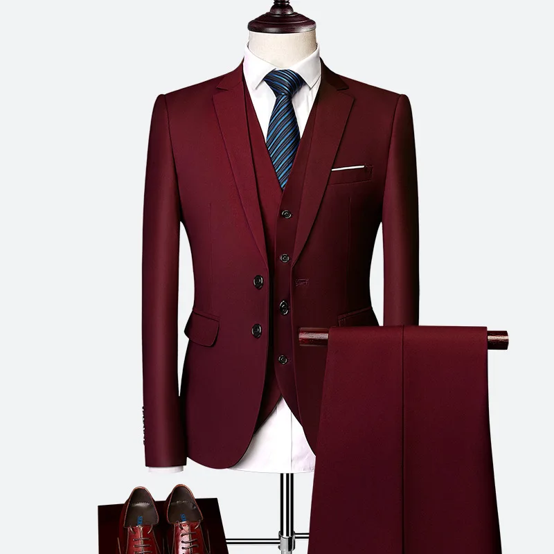

Suit Men Three-piece Set Korean-style Slim Fit Business Formal Wear Casual Large Size Two-Button Suit