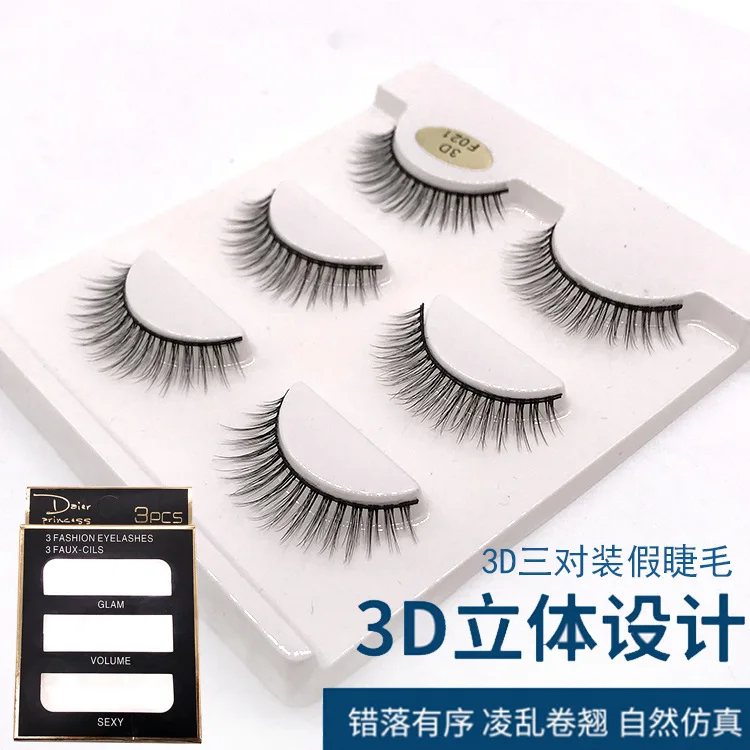 

3 Pairs Handmade False Eyelashes Natural Thick Volume Fake Lashes 3D Mink Eyelashes Extension Wholesale Lashes