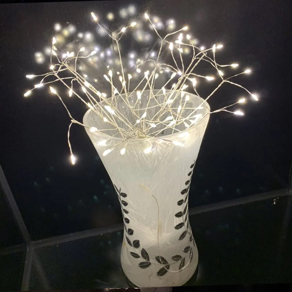 Led Copper Wire Starburst Lights Battery Operated Dimmable String Light Indoor Outdoor Christmas Festive Decoration Fairy Light - Испускаемый цвет: Холодный белый