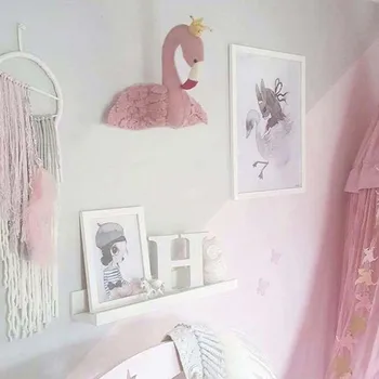 

Wall Hanging Room Decor Pink Flamingo Plush Toys for Baby Handmade Animal Head Hanging Nordic Home Decoration Accessories HM0072
